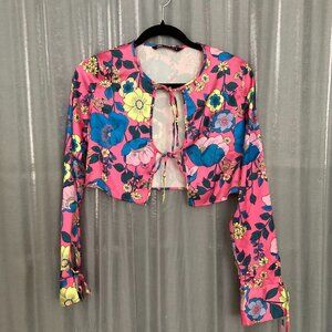 floral shinny pink and green bright colors